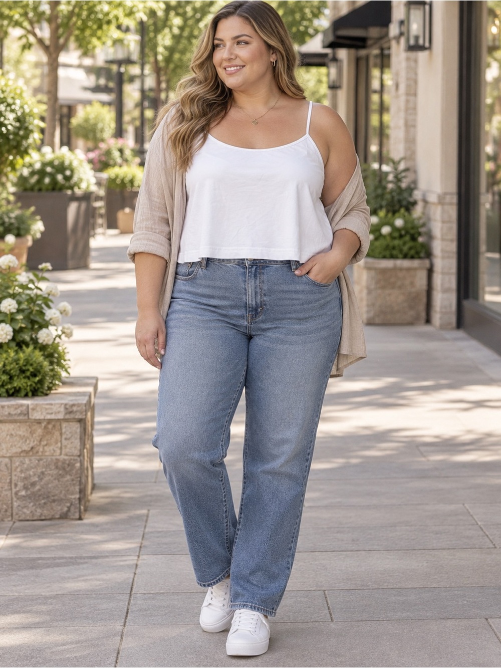 NWT BP Nordstrom White Double Scoop Cropped Cami Tank Top Plus Size 3X